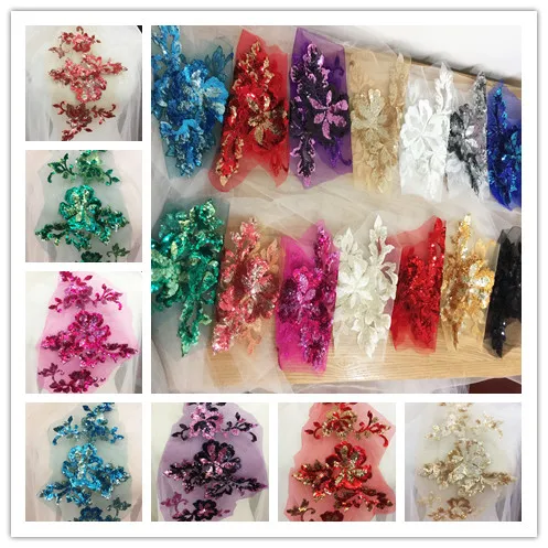 

6PCS/Lot Sequins Embroidery Lace Flowers Wedding Handmade Materials Clothing, Decoration, Catwalk, Stage PerformanceRS2619