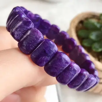 

Z115 Fine Jewelry Russia Origin 100% Natural Purple Charoite Charms Gemstone Bracelets 20grams Fine Hologram Female Bracelets