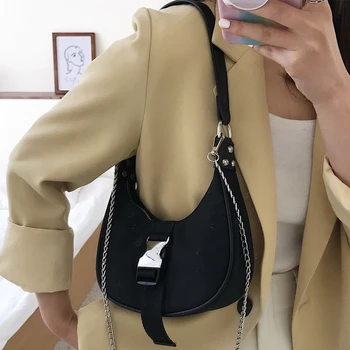 

Buckle Design Chain PU Leather Crossbody Bags For Women 2020 Small Shoulder Messenger Handbags Ladies Travel Hand Bag