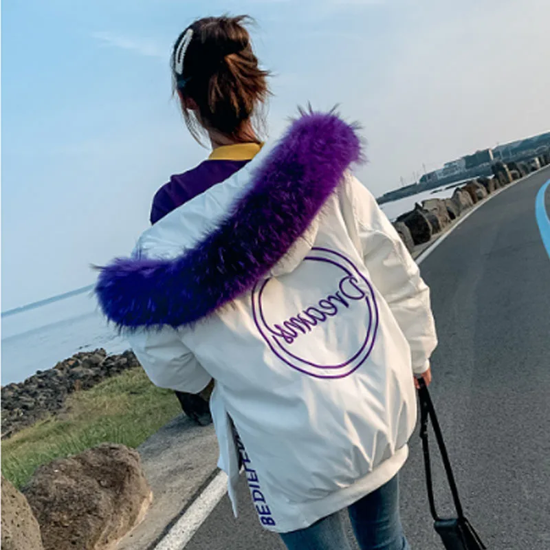 

2019 Winter New Style down Jacket Cotton-padded Clothes BF Fashion Loose Short Students Women's Loose-Fit Jacket Cotton Coat Net