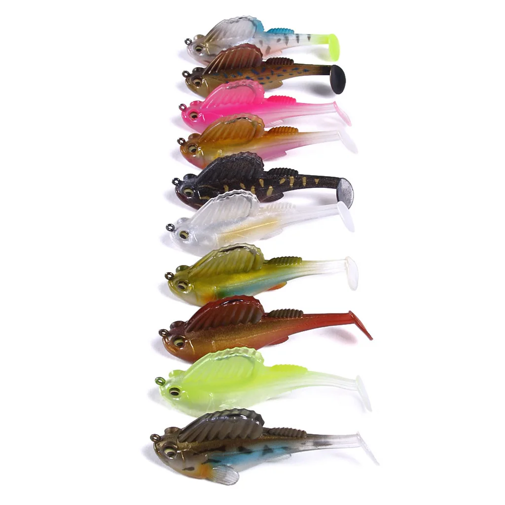 14g 7cm Soft Lead Fishing Lures Sinking Swimbaits Lifelike 3D Eyes T Tail Casting Lures Fishing Tackles