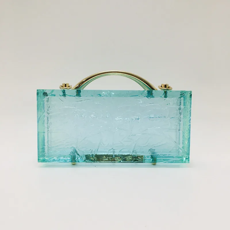 Luxy Moon Blue Clear Acrylic Clutch Purse Front View