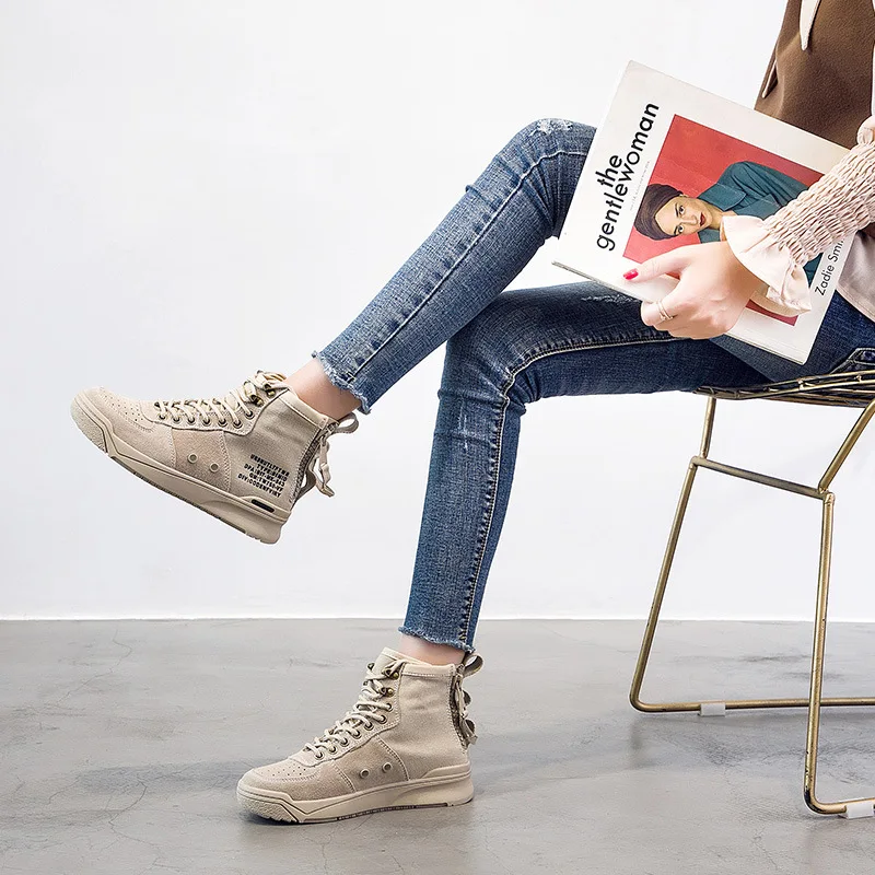 

Autumn And Winter New Style Martin Boots Women's round-Toe Chunky Heel Short Boots Hight-top Casual Shoes Korean-style Side Zipp