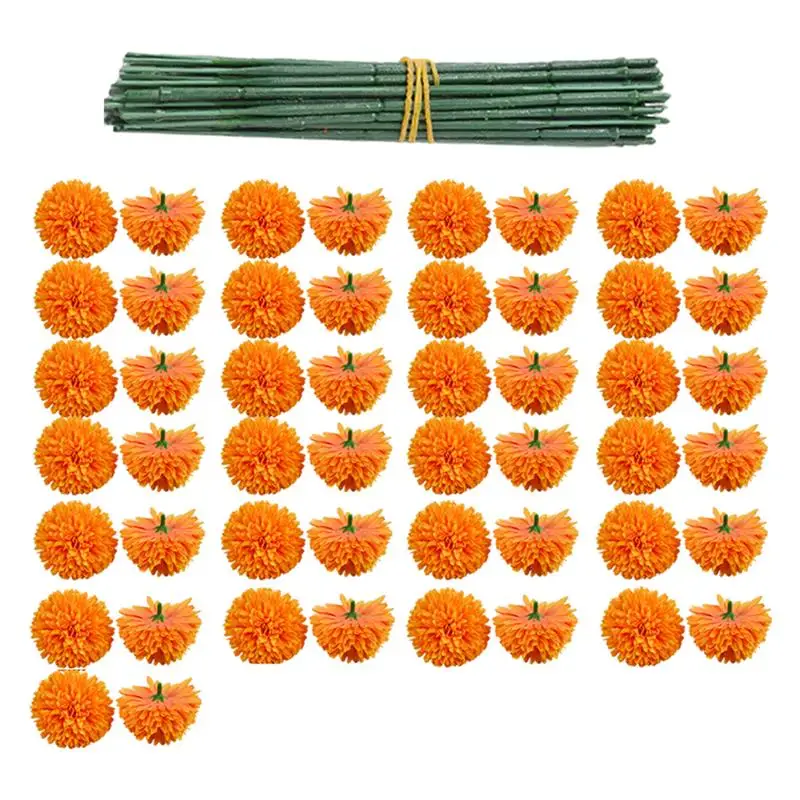 50Pcs Marigold Artificial Flower for Diwali Home Decor DIY Wreath Garland Craft Christmas Wedding Party Decoration | Дом и сад