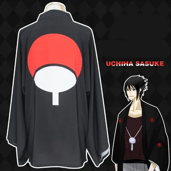 

Anime Naruto Uchiha Sasuke Halloween Cosplay Costume Hexagram Write Round Eyes Feather Weave Bathrobes Sunscreen Clothing Robe