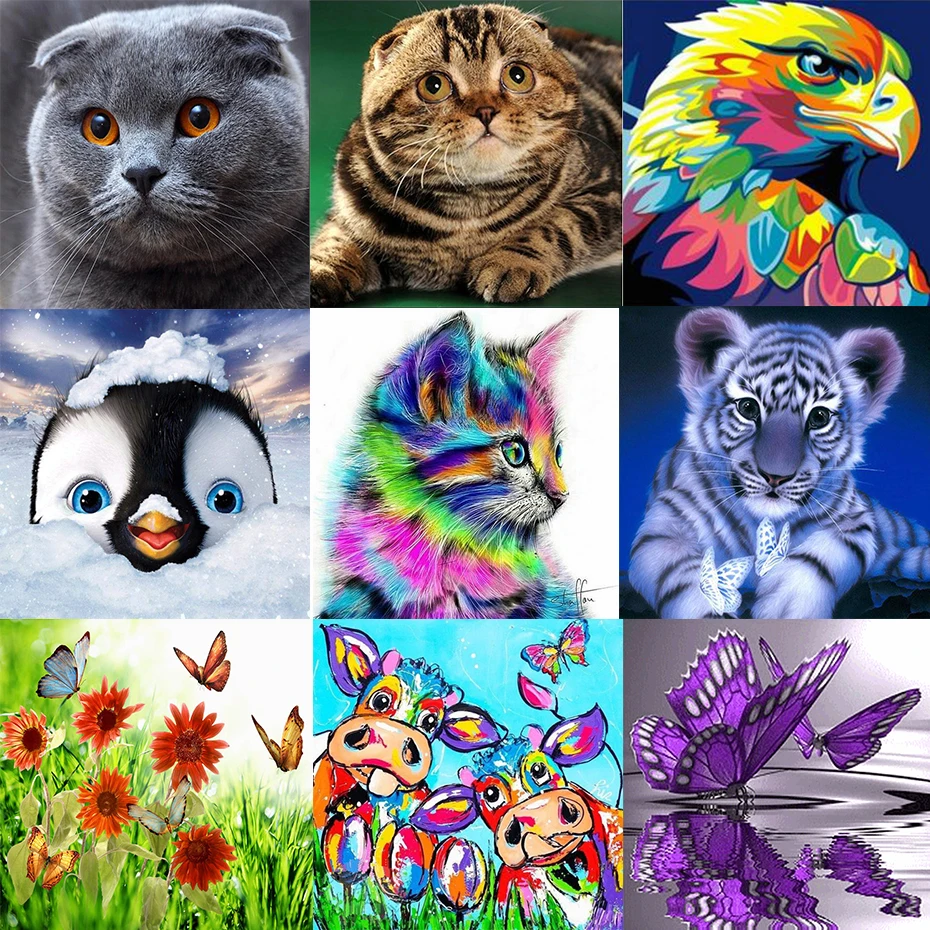 

AMTMBS DIY 5D Diamond painting Animal Cats Full Round Cartoon Diamond Embroidery Full Set Sale Diamond Mosaic Animals Home Decor