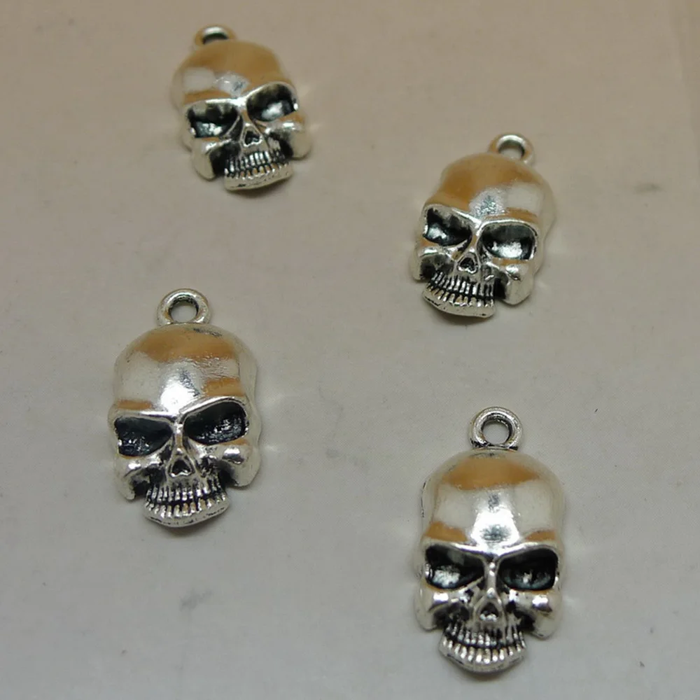 

10pcs 20x9mm Skull Mask Charms For Earrings Pendants Antique Silver Color