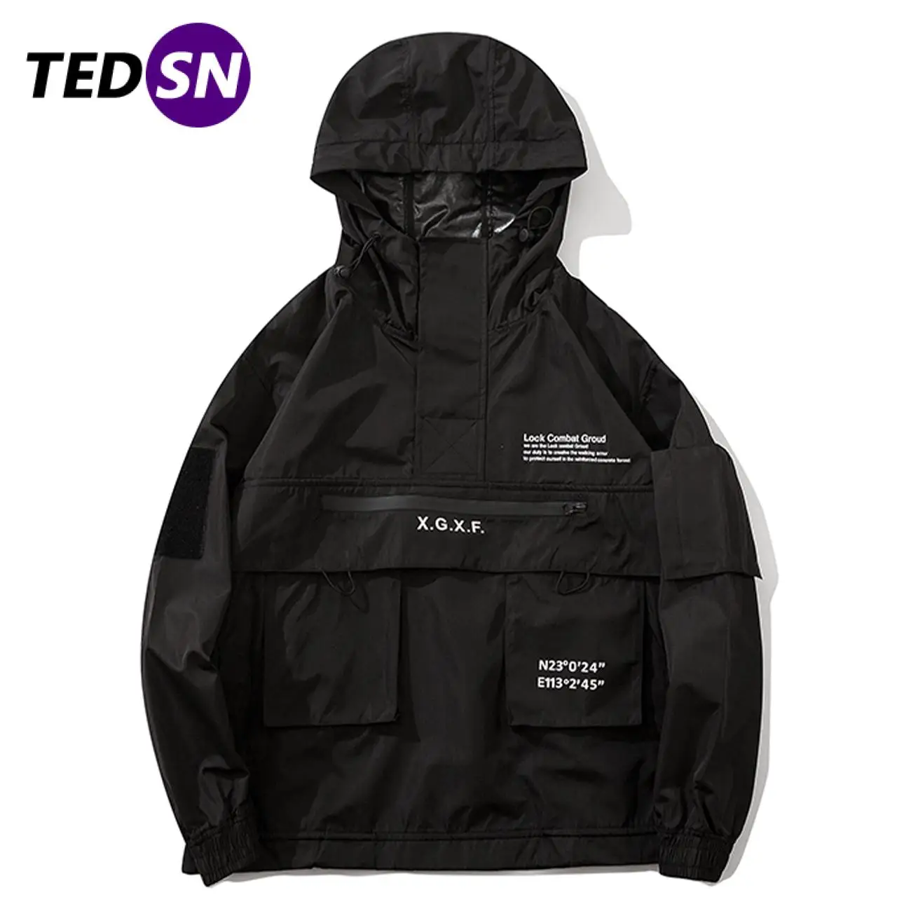 2021SS Dark Cargo Hooded Pullover Harajuku Streetwear Tactical Function