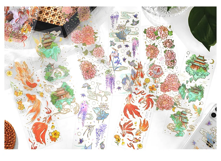 2 Sheets Chinese style Koi Flat Stickers aesthetic Journal notebook 20 H27a0d2447b8e4246905569c7ce36157dH