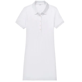 

High quality Polo Dress Shirt Women Black Short Sleeve Turn Down Collar Cotton Casual Polo Shirt Ladies Summer Female Dress Pl