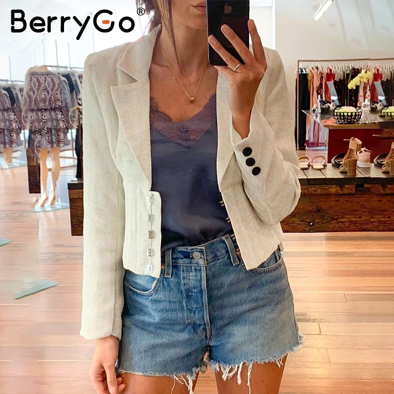 

BerryGo Casual buttons women blazer coat Fashion elegant Long sleeve female autumn coats Streetwear winter office ladies jackets