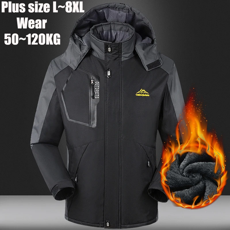 Зимняя куртка для мужчин 6XL 7XL 8XL Толстая теплая парка флис мех с капюшоном военные зимние пальто ветровка водонепроницаемые куртки для мужчин s
