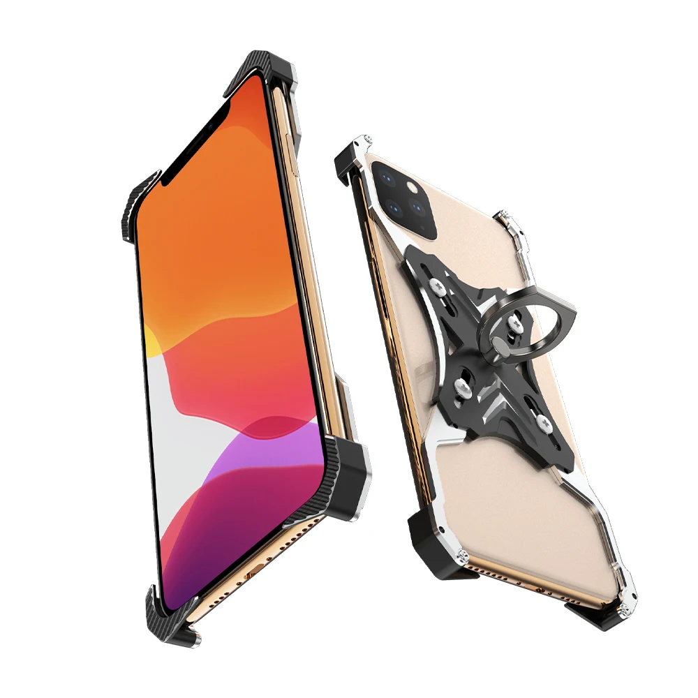 Для Iphone 11 6," чехол-подставка R-just металлический жесткий чехол-держатель для телефона чехол с ЧПУ для Iphone 11 Pro Max армированный противоударный чехол