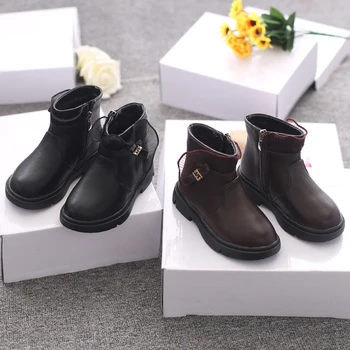 

Kids Girls Boots for Winter Spring Lace Metal Decoration High Quality PU Leather Ankle Boots All-match Casual Short Botas Shoes