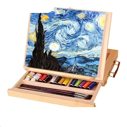 Chevalet portable pliant en bois pour artiste, accessoire de bureau, table d'art miniature, boîte de peinture à l'huile, fournitures artistiques, 