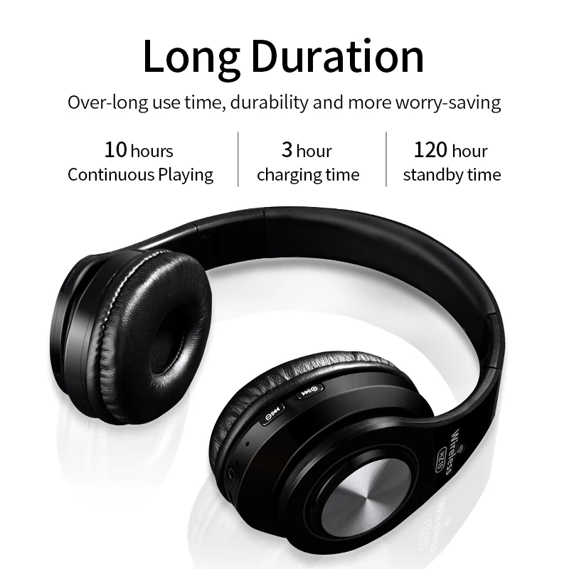 New Wireless Headphones Bluetooth Headset Foldable Stereo Headphone Gaming Earphones with Microphone for PC Mobile Phone Mp3