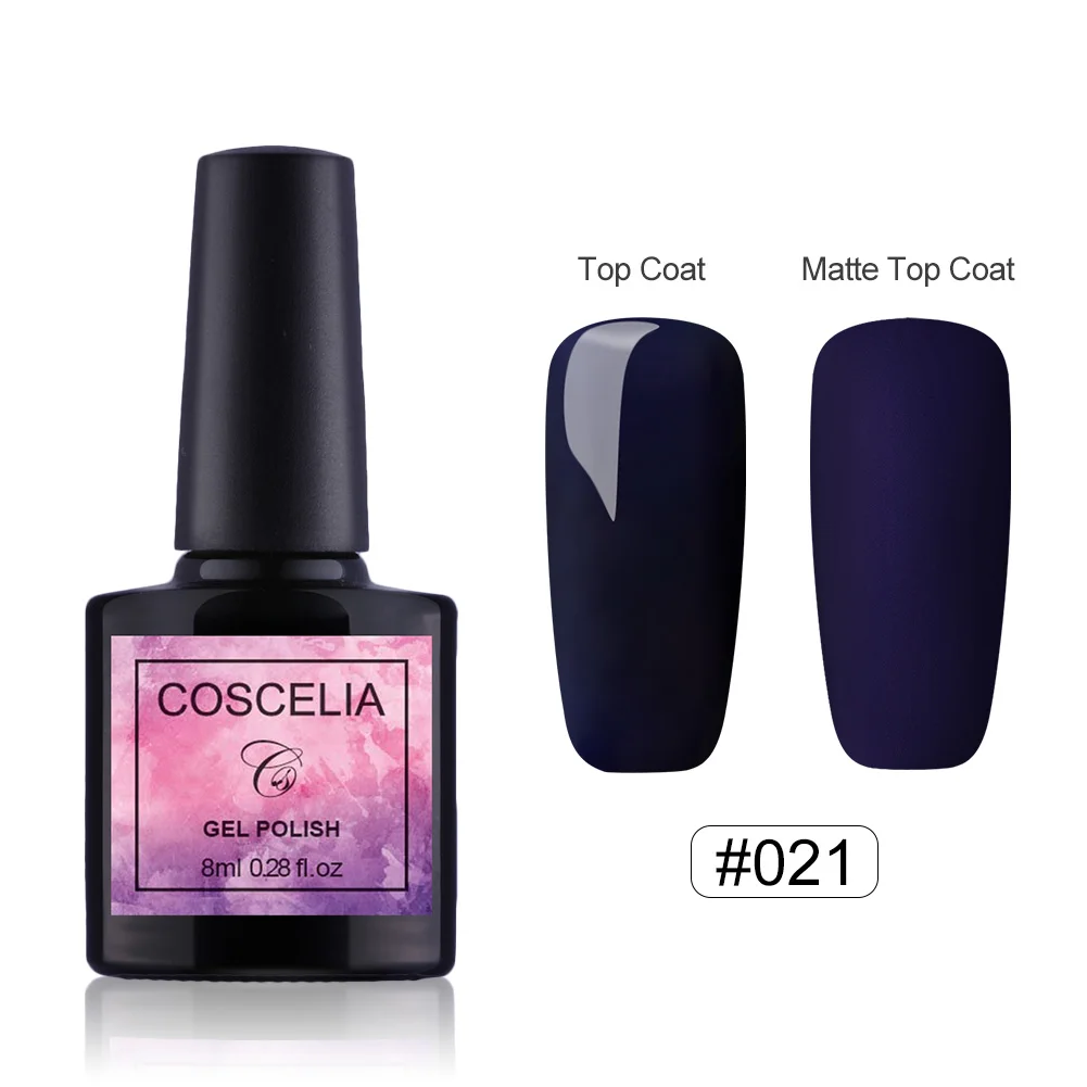 COSCELIA, 8 мл, чистый дизайн ногтей, УФ светодиодный Гель-лак для ногтей, вылеченный УФ светодиодный светильник, впитывающий лак, гель для маникюра, ногтей, Матовый верх - Цвет: NO.21
