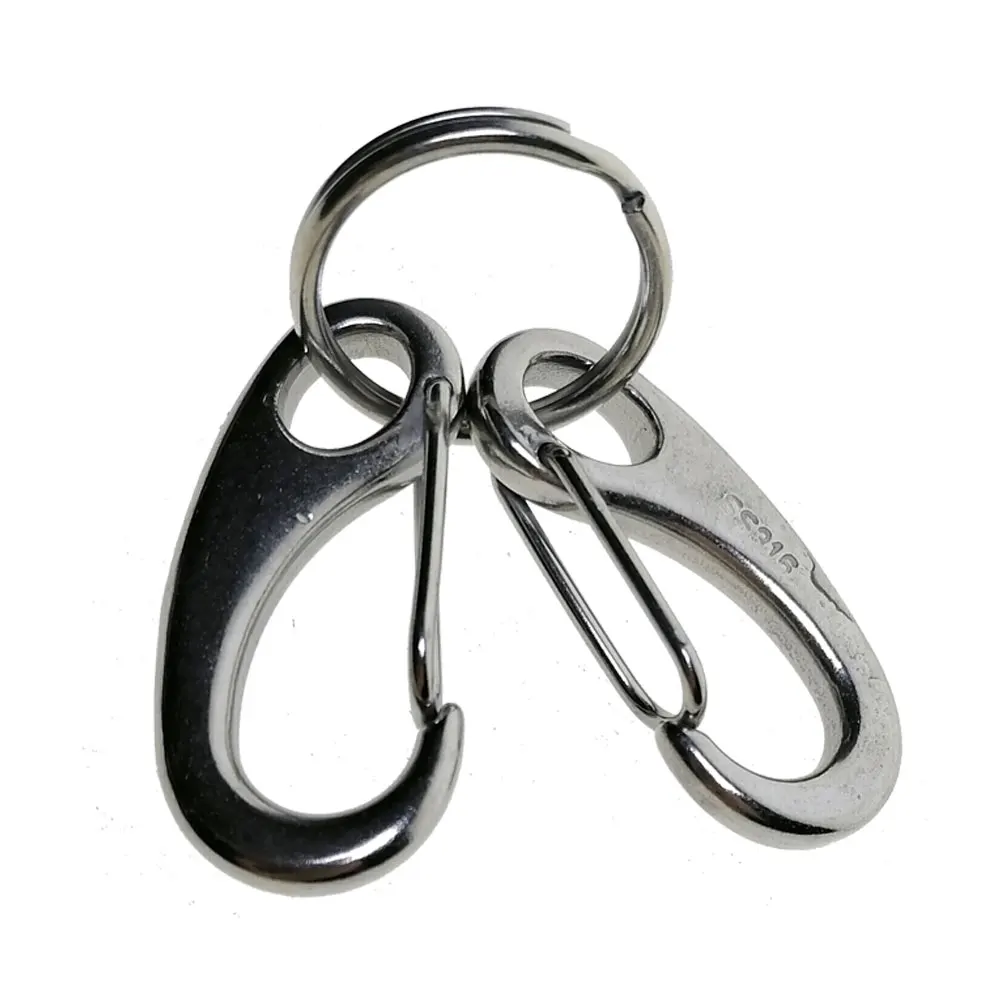 316 Stainless Steel Snorkeling Swimming Diving Quick Release Keychain Carabiner Snap Hook Quickdraw Clip with Key Chain stainless steel swivel snap shackle quick release boat anchor chain eye shackle swivel snap hook for marine architectural 10pcs