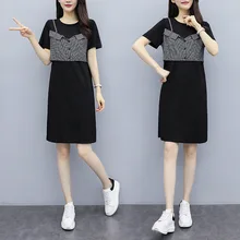 Летнее Новое Стильное платье большого размера модное платье средней длины из двух предметов для девочек