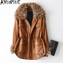 AYUNSUE, настоящая кожаная куртка, зимнее пальто для женщин, овчина, меховой воротник, корейский пуховик, Женское пальто из натуральной овчины, Veste Femme MY4752