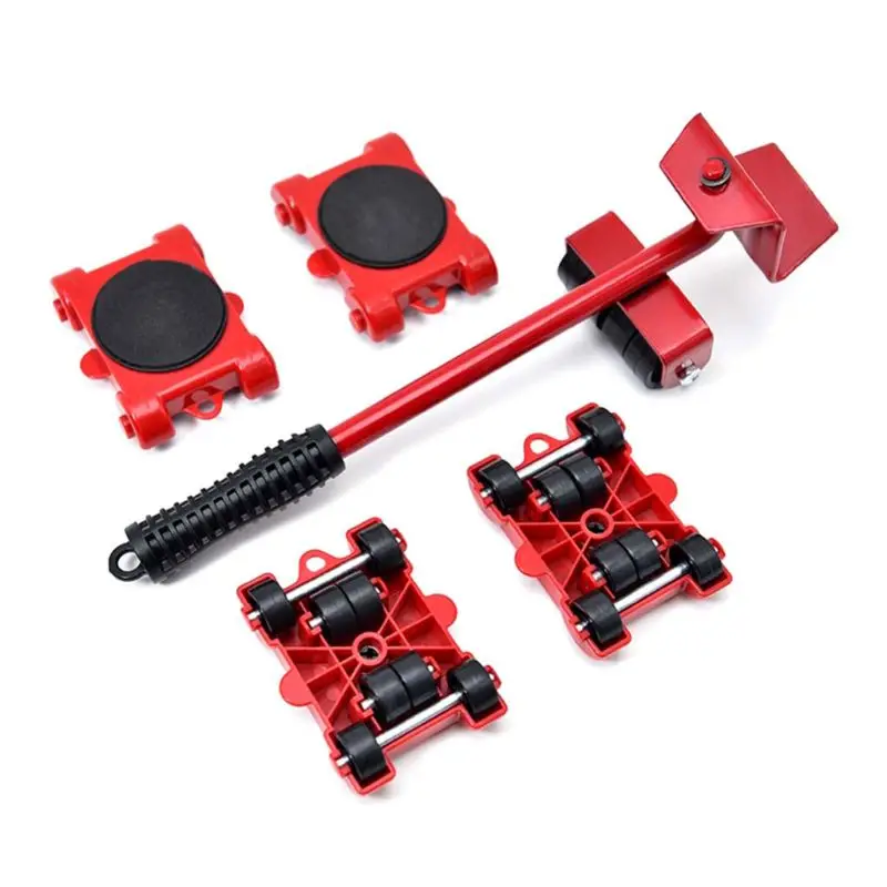 Furniture Mover Tool Transport Lifter Heavy Stuffs Moving Wheeled Roller Bar Set-2