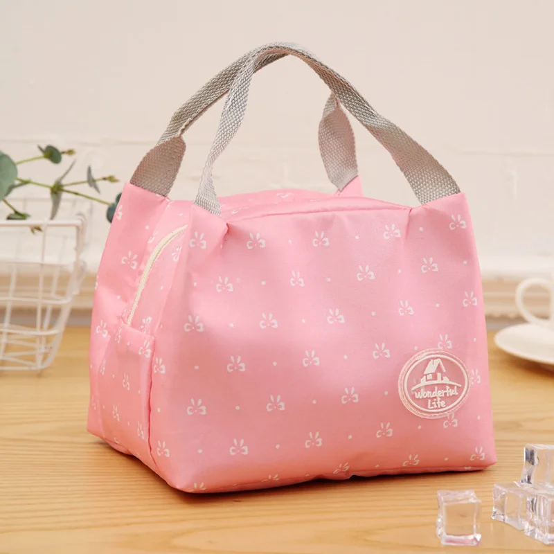 Fashion Simpl etriped Dot Portable Lunch box Bag Thermal Insulated Cold keep Food Safe Stripe warm Lunch bags For Girls Women 3