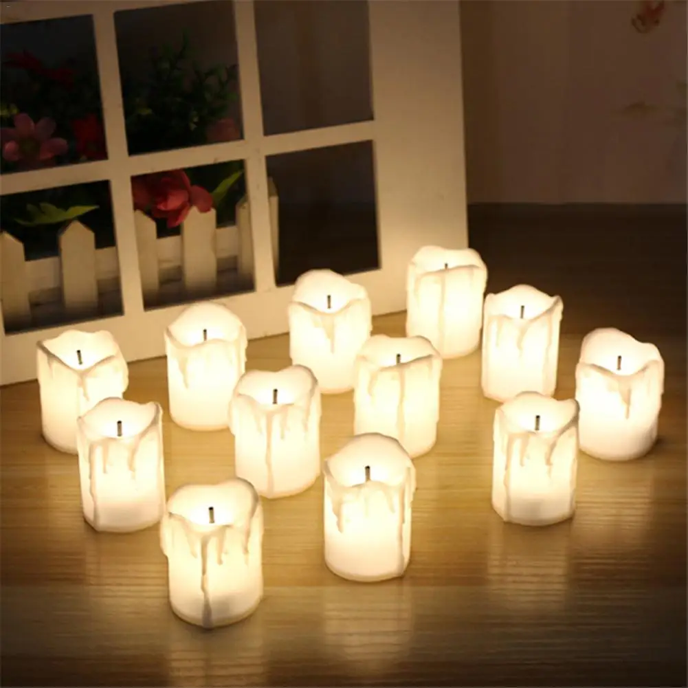 

12pcs Of LED Electric Battery Powered Tealight Candles Flameless For Christmas Holiday Wedding Decoration Warm White LED Candle