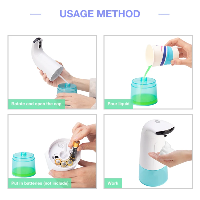 250ml Waterproof Foam Liquid Dispenser Automatic Soap Dispenser Sensor Touchless Hand Washer Soap Dispenser Pump