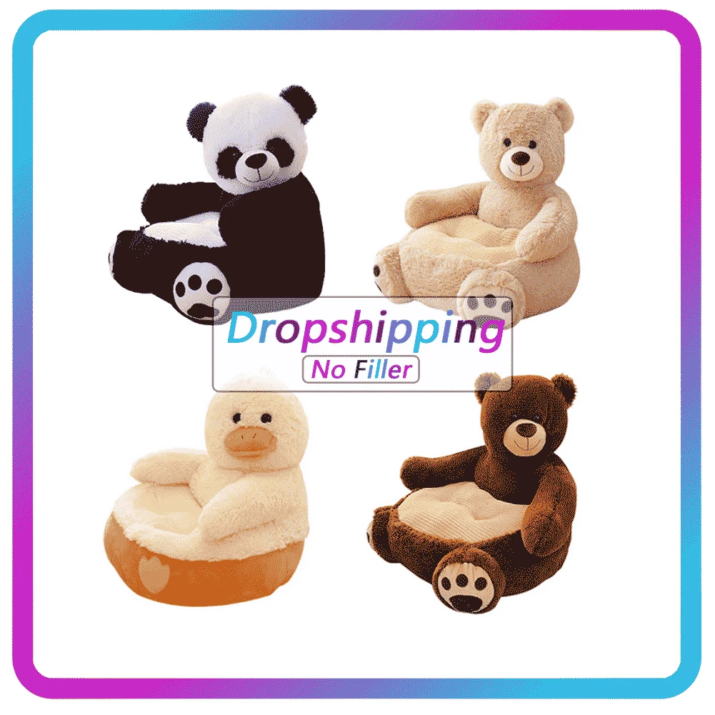 Funda de sofá para bebé recién nacido, animales lindos que aprenden a sentarse, funda de asiento para niños, soporte sin relleno, funda de piel para silla de alimentación
