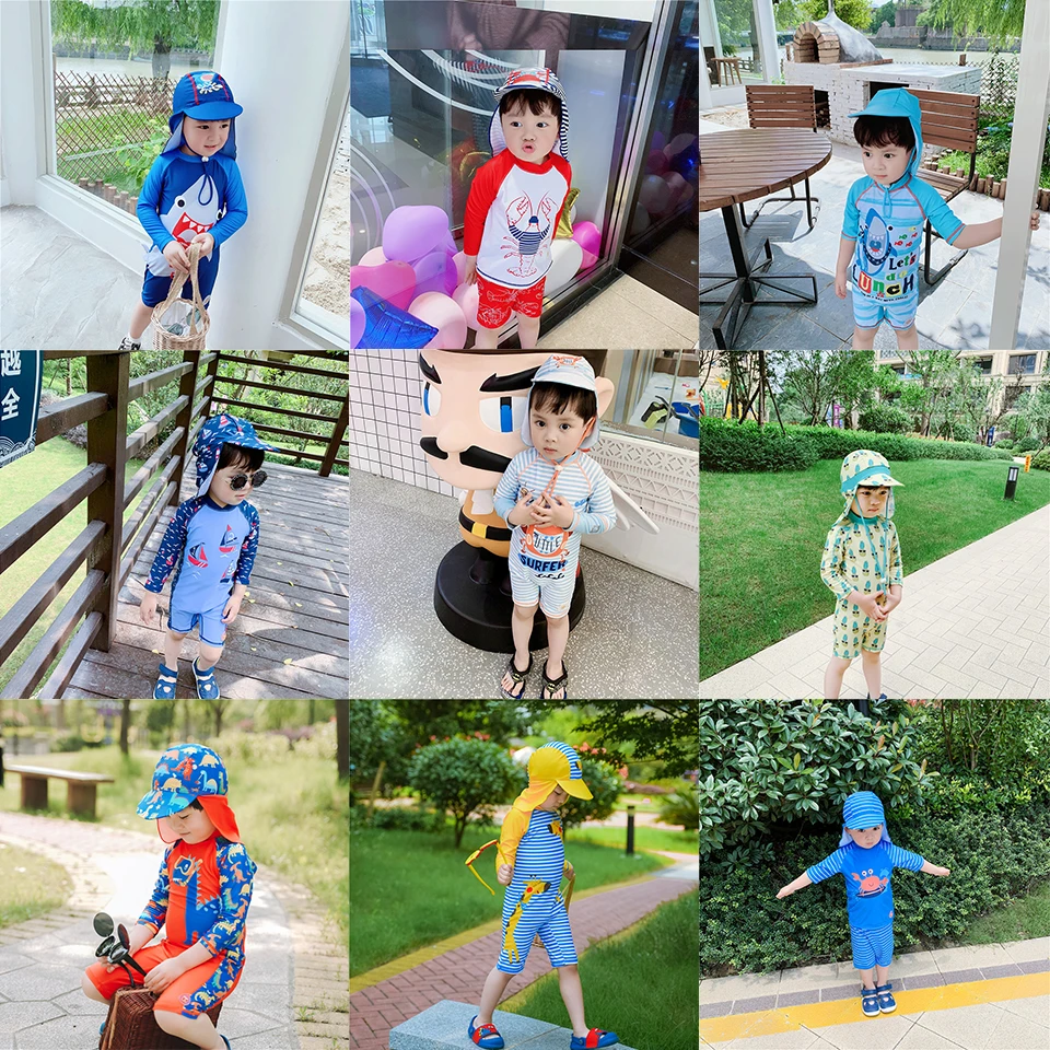 Kids Bathing Suits UV Protection Swimsuit Baby Boy Long Sleeve Swimwear Children Swimming Suit Child Beach Pool Clothes children swimsuit