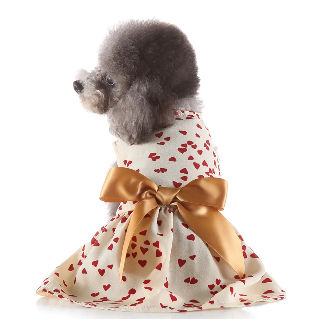 

Dog Clothes Cute Pet Spring And Summer Love Heart Print Skirt Dog Costumes Pet Clothes Mascotas ropa perro Accessories Dress