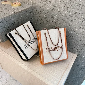 

Fashion Woven Shopping Bag Large Capacity Female Letters Travel Beach Storage Travel Simple Handbag Student Tote Book Bags 2020