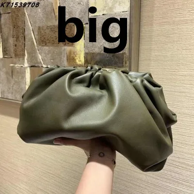 green big Дневной клатч, вечерние сумочки, женская большая сумка с рюшами, кожаная сумочка, летняя сумка, белая, черная, зеленая - Цвет: green big