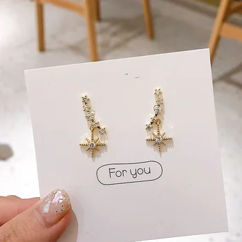 

Six-pointed Clear Zircon Star Earrings Metal Crystal Hexagram Zircon Stud Earrings for Women Piercing Stud Earrings Jewelry Gift