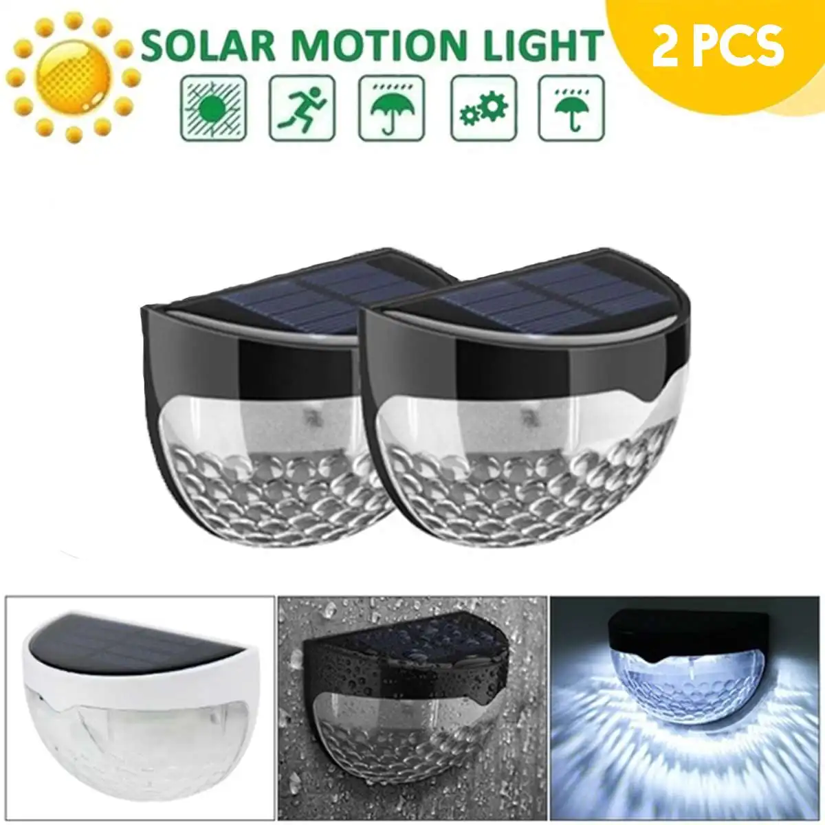 

2PCS/Set LED Solar Light Waterproof Solar Power Lamp Sensor Wall Light 6 LEDs Auto ON/OFF Outdoor Garden Patio Fence Lamp