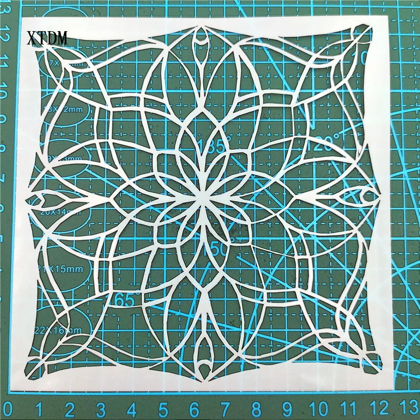 Mandala tile plastic mold shield DIY cake scrapbook stencils hollow Embellishments printing lace ruler Valentine s