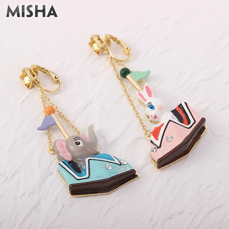 MISHA, милые серьги для женщин и девочек, высококачественные эмалированные глазурные серьги, ювелирные изделия для дня рождения, вечеринки, свадебные подарки, L809 - Окраска металла: Clip Earring