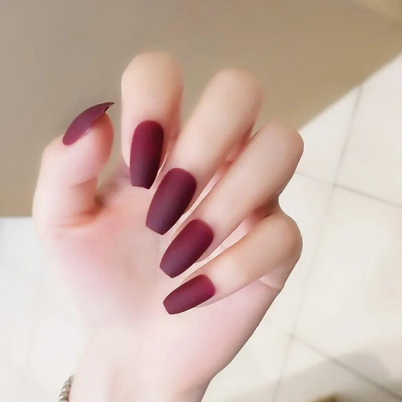 m13-p83-1 Матовая Nep Nagels форма гроба короткие накладные ногти с клеем, стикер Импресса пластмассы поддельные ногти для девочек Les Faux Ongles корт - Цвет: m13-p83-1