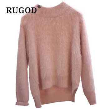 

RUGOD Fashion thicken cashmere sweater for women warm turtleneck loose knitted pullovers korean elegant casual pull female fall