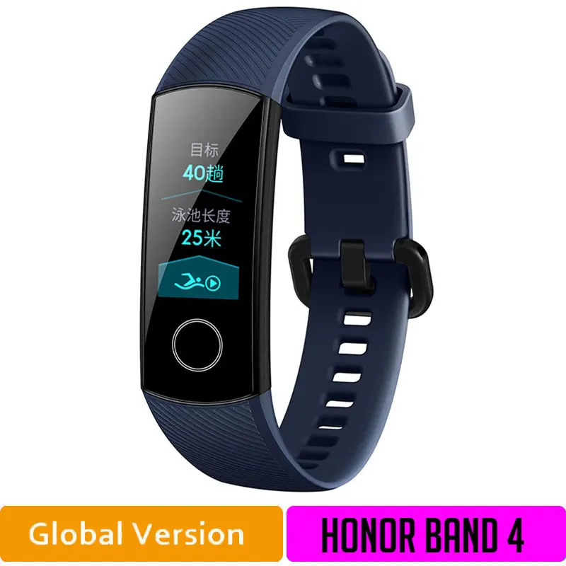 Глобальная версия HONOR Band 4 фитнес-браслет трекер спортивный ремешок в реальном времени трекер активности Смарт-носимое устройство(подставка - Цвет: BlueGlobal4