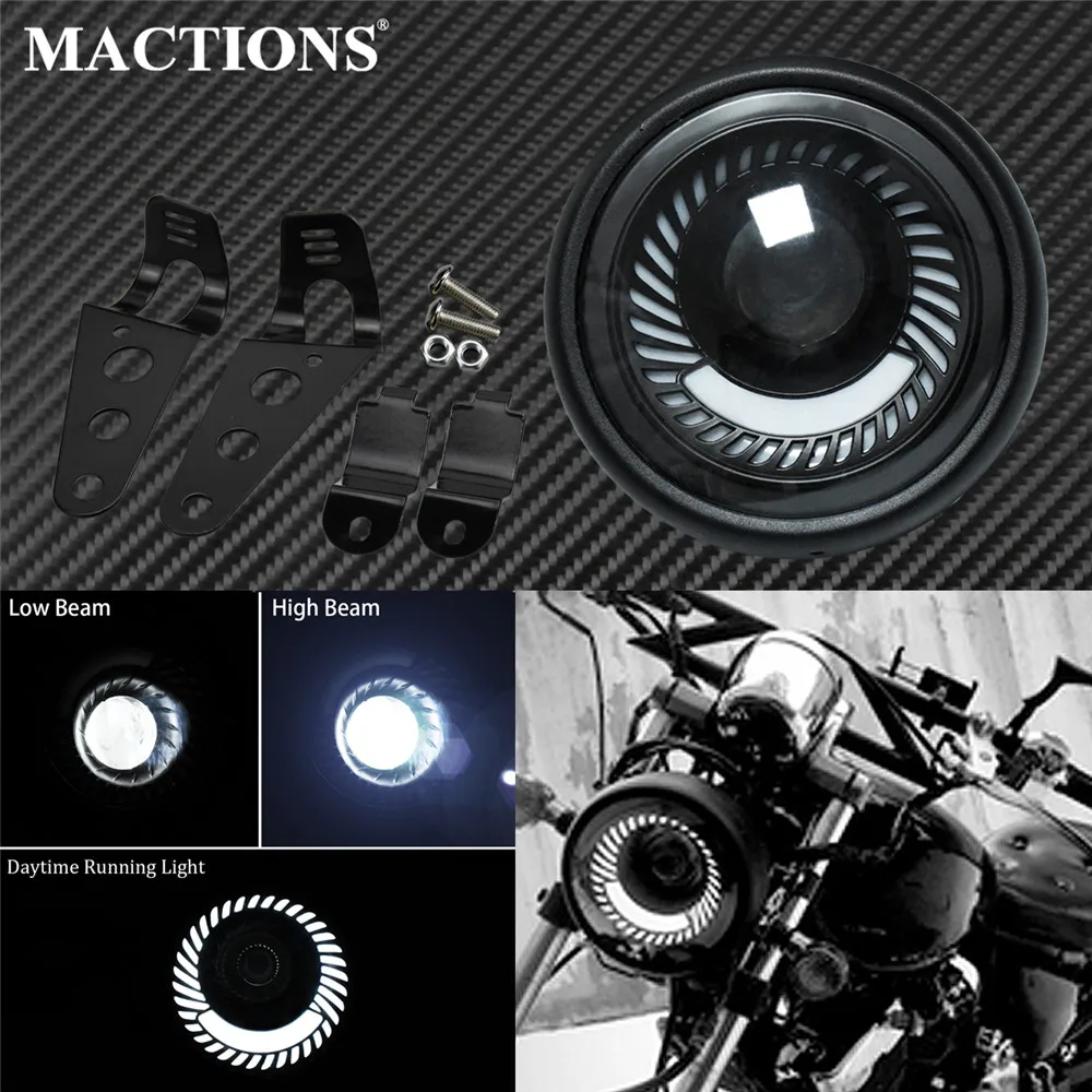 Motorcycle 6.5 Headlight LED Retro Vintage Fog High Low Beam Headlamp Daytime Running Light Bracket Cafe Racer For Harley Dyna