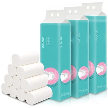 

12 Rolls 4 Layers Thickened Toilet Paper Tough Durable Soft Paper Towels Tissue Bathroom Paper Tissue Rolling Paper Gift