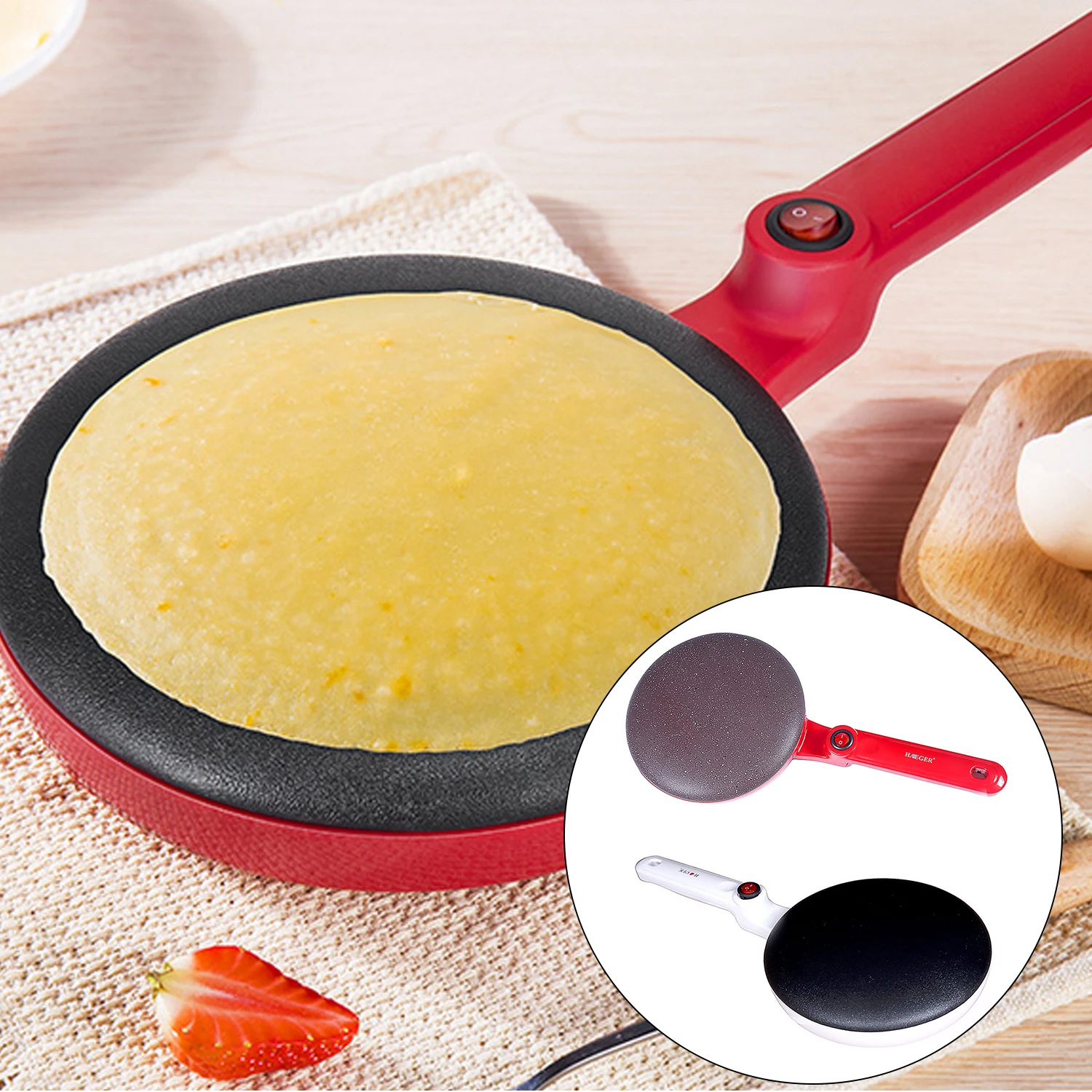 Portable Electric Crepe Pizza Maker Pancake Machine Non-stick Griddle Baking Pan Cake Machine Kitchen Cooking Tools EU Plug photo