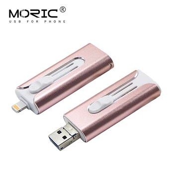 

Metal 3 in 1 for iPhone Pen drive 64gb 128gb 256gb USB Flash Drive 16gb 32gb Flash Memory Stick memoria cel usb U disk for ios