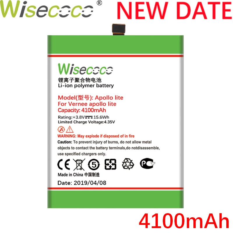 WISECOCO 4100 мАч Apollo Lite батарея для Vernee Apollo Lite мобильный телефон новейшее производство высокое качество батарея+ номер отслеживания