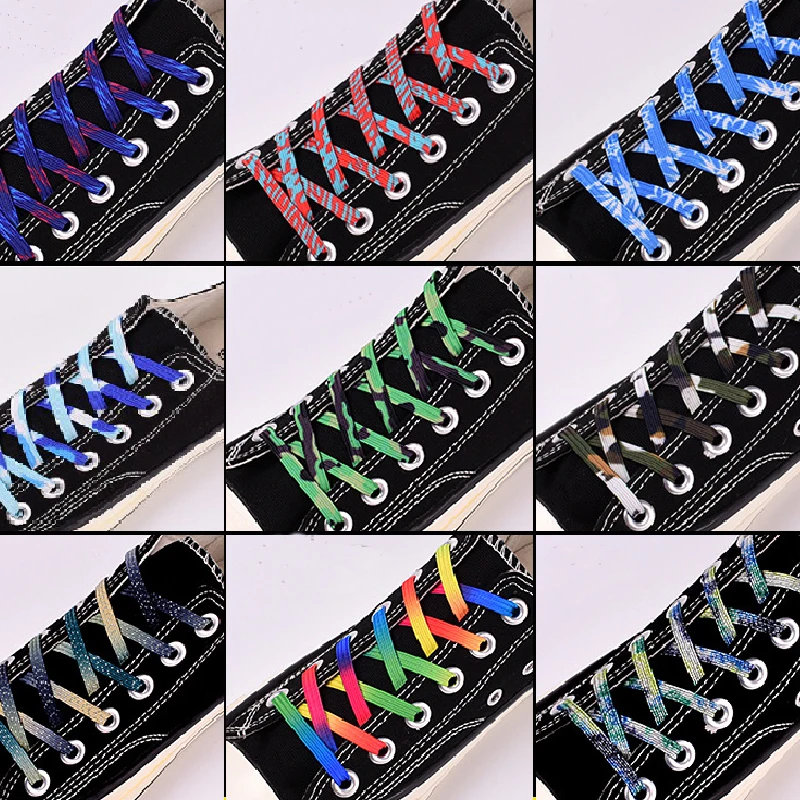 1pair Gradient Camouflage No Tie Lazy elastic shoelaces Elastic Rubber Shoes Lace Sneaker Children Safe no tie | Обувь