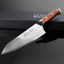 Нож шеф-повара Gyuto кухонный японский SKD-11 Дамасская сталь кухонные ножи топорик разделочная нарезка мяса филе рыбы 25