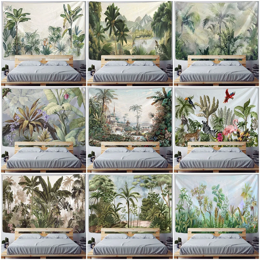 Tapestry Wall-Cloth Beach-Wall Carpet Flowers-Pattern Tropical-Leaves Backdrop Palm-Tree