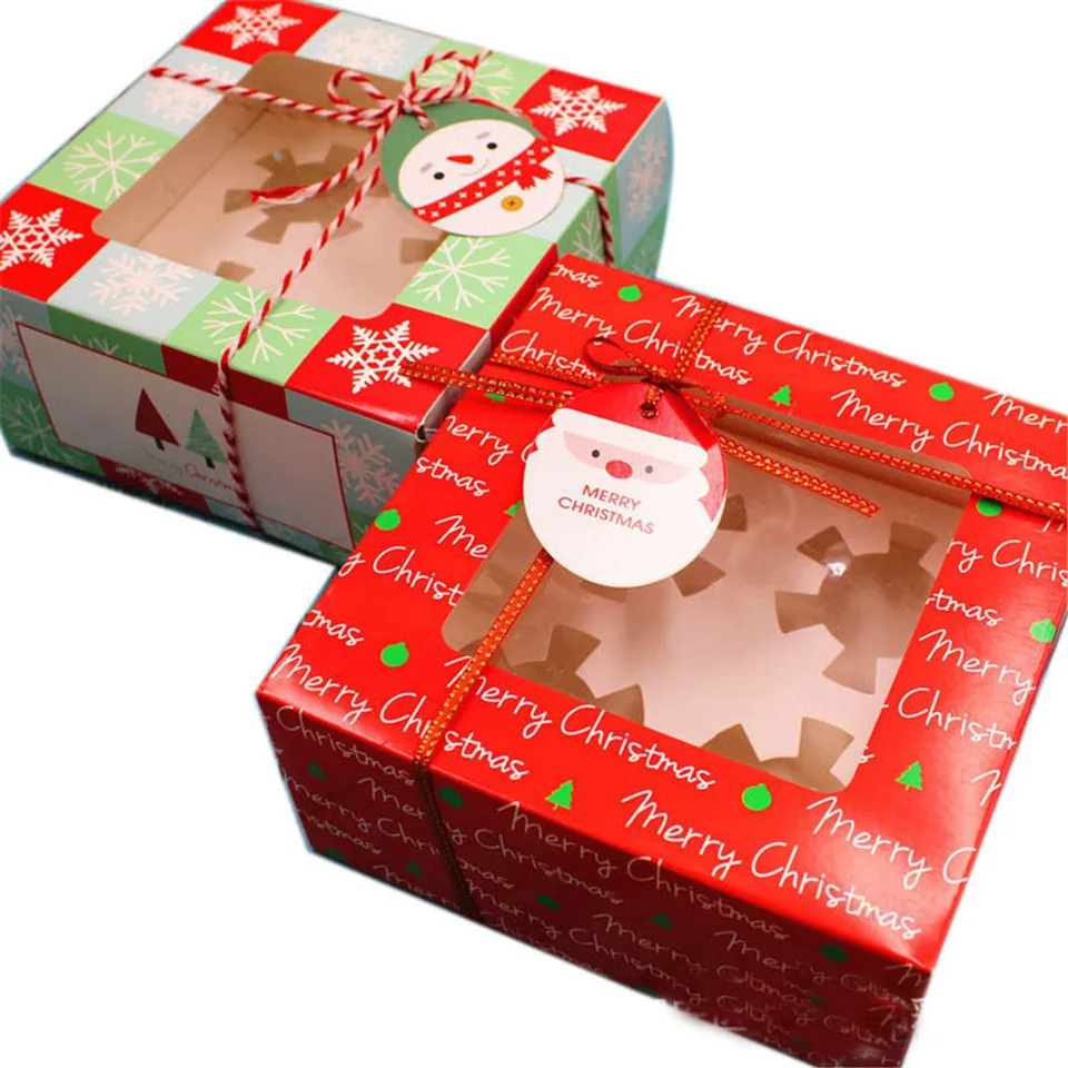 

Cartoon Christmas Cake Box 4 Cups Baking Packaging Box Cute Fashion Small Gift Box Small Christmas Halloween Gift Boxes