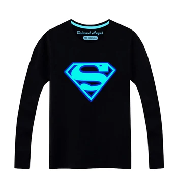 

Luminous Long Sleeve T-Shirt For Boys T Shirt Spiderman Christmas Teen Girls Tops Size 3-15 years Teenage Toddler Kids Tshirts